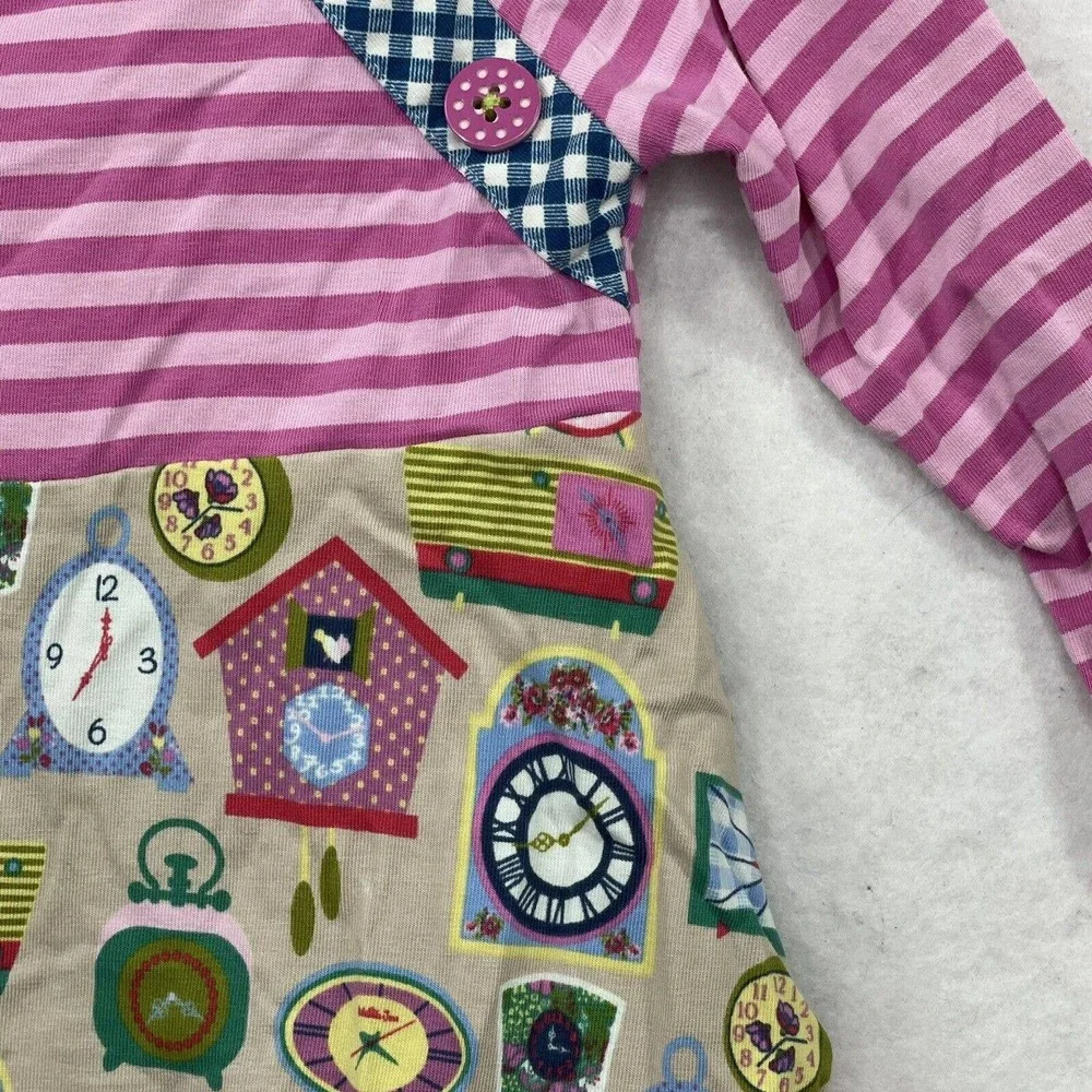 Matilda Jane Little‎ Girls Size 4 Pink Striped W/ Clock Print Top 2017